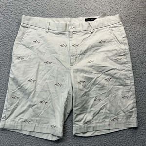 Greg Norman Golf Shorts Mens Chino Size 36X8.0 In All Over Print Shark